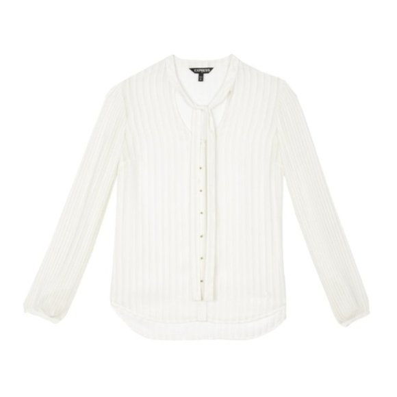 Express Tops New Slim Fit Sheer Stripe Portofino Shirt Blouse
